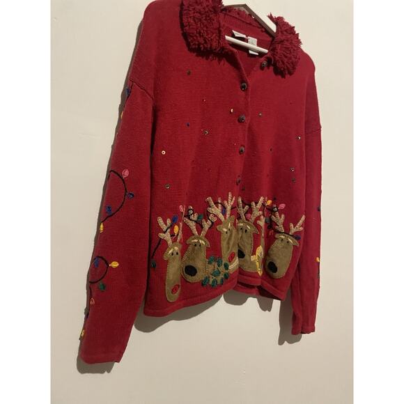 Ugly Christmas Reindeer‎ & Lights Large Red - Picture 2 of 10